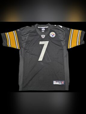 Reebok Black and Gold Pittsburgh Steelers #7 Replica Football Jersey